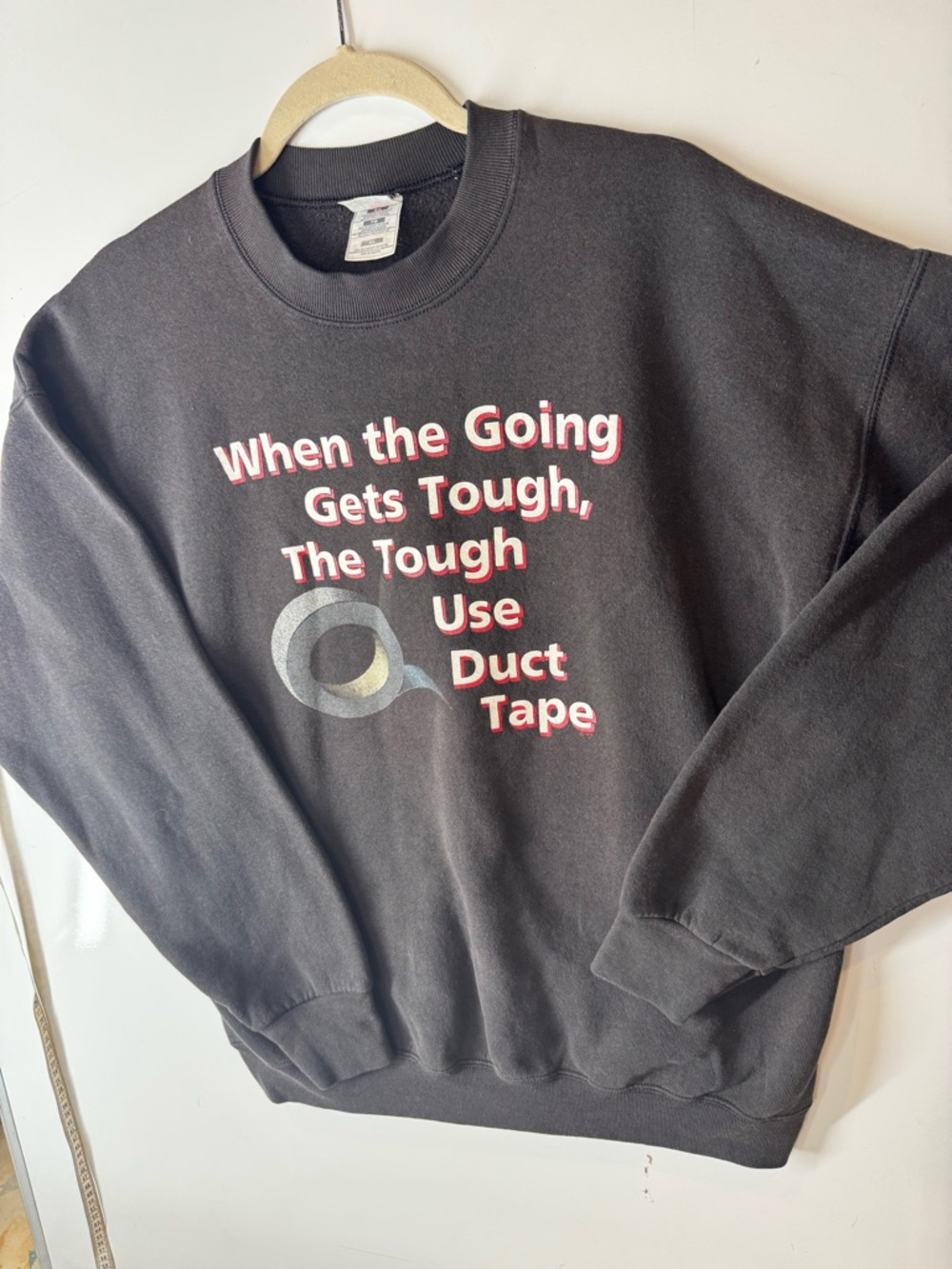 Black Crewneck Sweatshirt with 'Use Duct Tape' Graphic
